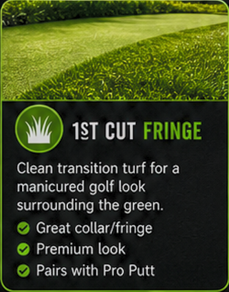 Badger 1st Cut fringe turf for putting greens, landscape areas, and golf practice areas.