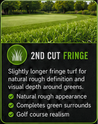 Badger 2nd Cut fringe turf for putting greens and golf practice areas.