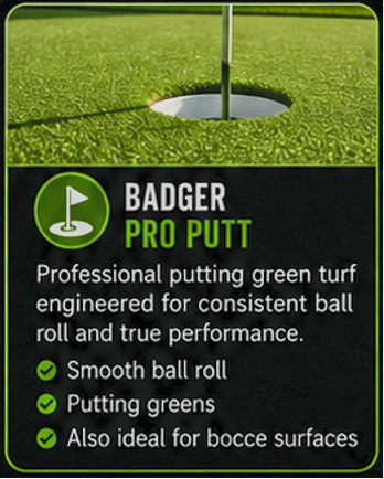 Badger Pro Putt putting green turf and golf green supplies from Badger Turf Supply.