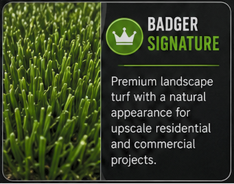 Badger Signature artificial turf for Wisconsin lawn replacement and landscape projects.