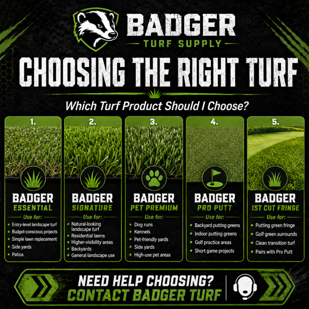 Badger Turf Supply product comparison for DIY artificial turf buyers.