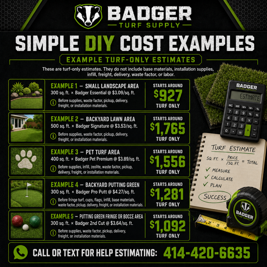 Badger Turf Supply product comparison for DIY artificial turf buyers.